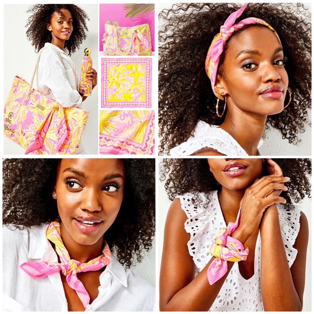 🌞 Lilly Pulitzer, "Be The Sunshine" Bursting Floral Bandana Scarf